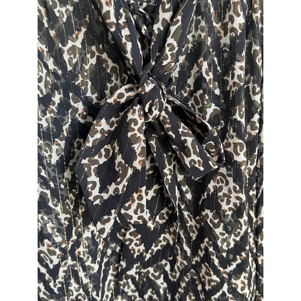 Marie Oliver Lauren Mixed Print Long Sleeve Blouse with Scarf Detail Black Small - Picture 6 of 13